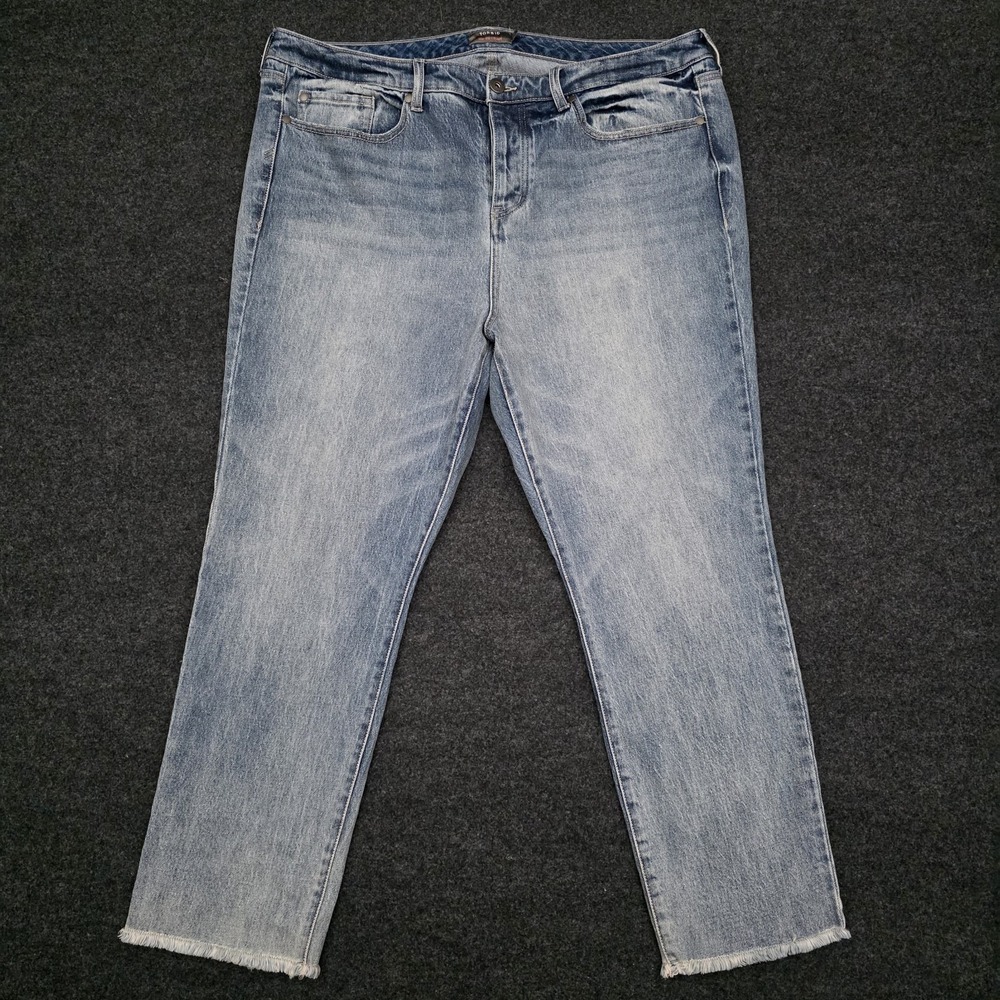 Torrid Womens 18R Light Blue High Rise Straight Cropped Jeans Raw Hem Stretch